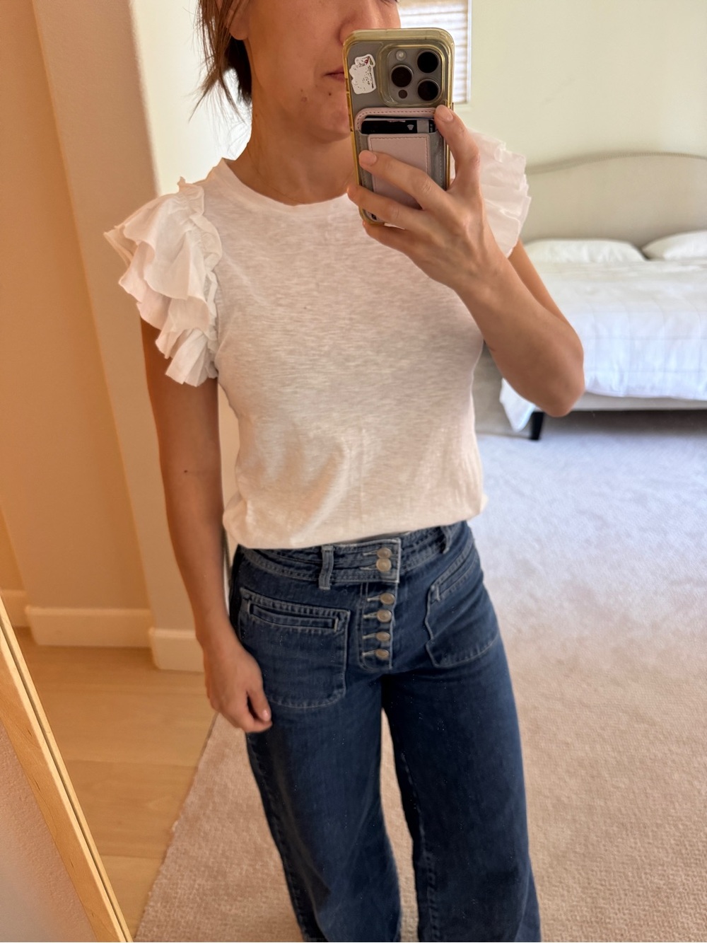 Industry Ruffle Sleeve Top in White Size XS/P NWT